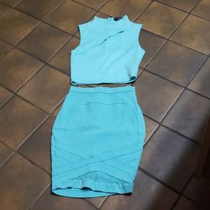 Guess Turquoise Top & Skirt Set